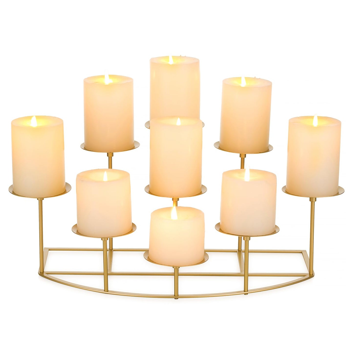 Candeldo Candelabra Fireplace Candle Holder: Gold Metal Pillar Candle Holders for Inside Fireplace Mantle Decor Floor Candelabras Table Centerpiece