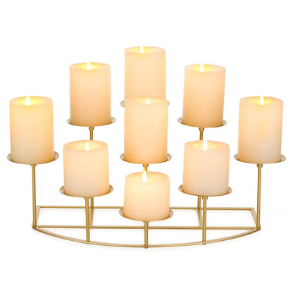 Candeldo Candelabra Fireplace Candle Holder: Gold Metal Pillar Candle Holders for Inside Fireplace Mantle Decor Floor Candelabras Table Centerpiece