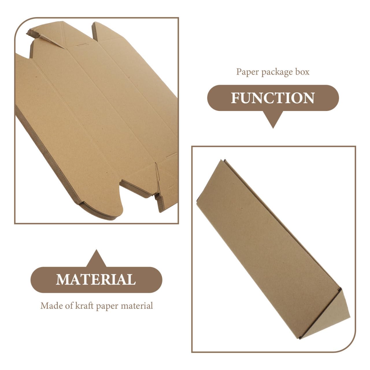 TOPPERFUN 10Pcs Triangle Carton Long Cardboard Box, 3x3x14in Kraft Paper Storage Box, Express Packaging Carton Red Wine Long Strip Packaging Tube for Mailing Blueprints Artworks Crafts Poster Tube