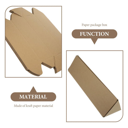 TOPPERFUN 10Pcs Triangle Carton Long Cardboard Box, 3x3x14in Kraft Paper Storage Box, Express Packaging Carton Red Wine Long Strip Packaging Tube for Mailing Blueprints Artworks Crafts Poster Tube