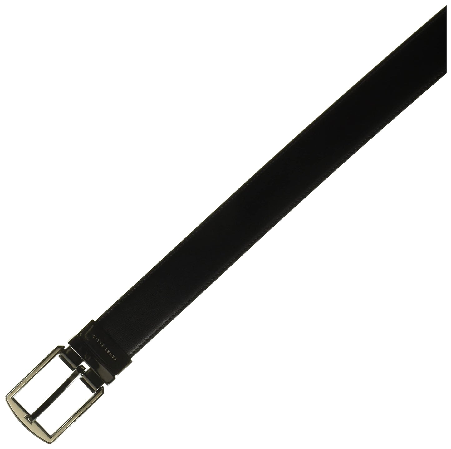 Perry Ellis Men’s Portfolio Hi-lo Reversible Leather Dress Belt, Matte, Stitched Edges Silver Prong Buckle, Hi-Lo Black/Brown, 44