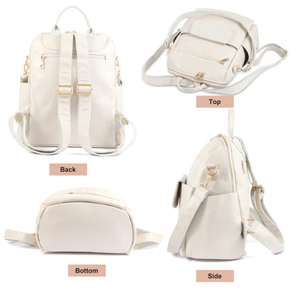 ASDSSRY Women Fashion Backpack Purse Waterproof Bookbags Travel Shopping Rucksack Convertible Ladies Shoulder Bag (Dark Beige)