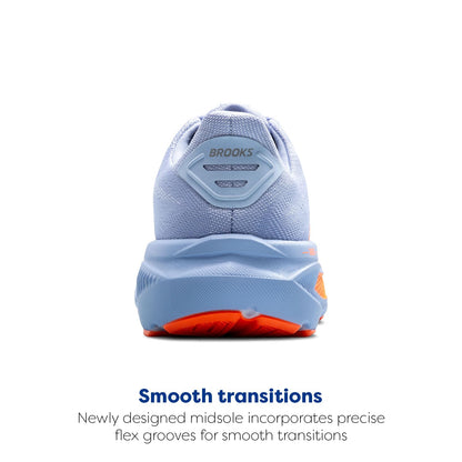 Brooks Women’s Ghost 17 Neutral Running Shoe - Blue Heron/White/Orange - 9.5 Medium