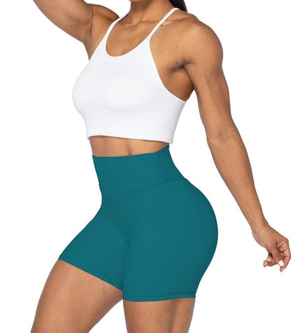 Sunzel Women's Biker Shorts in High Waist Tummy Control with No Front Seam 5" Deep Lagoon X-Large
