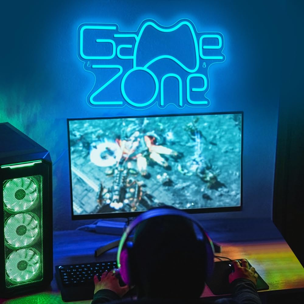 RuCvixkt Game Zone Neon Sign,Gamer Neon Light for Game Room Decor,Gaming Neon Light Signs Gift for Teen Boys Room Decor with USB Powered