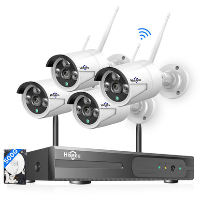 Hiseeu Wireless Pro WiFi Security Camera System, 16CH 4K NVR Kit, Plug-in Powered 12Pcs 5MP CCTV Home Security Camera System for Indoor/Outdoor, Night Vision, Waterproof, Motion Detection, 3TB HDD