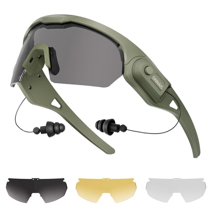 ONNAIS Safety Glasses ANSI Z87.1+ with Earplugs NRR 32dB Green