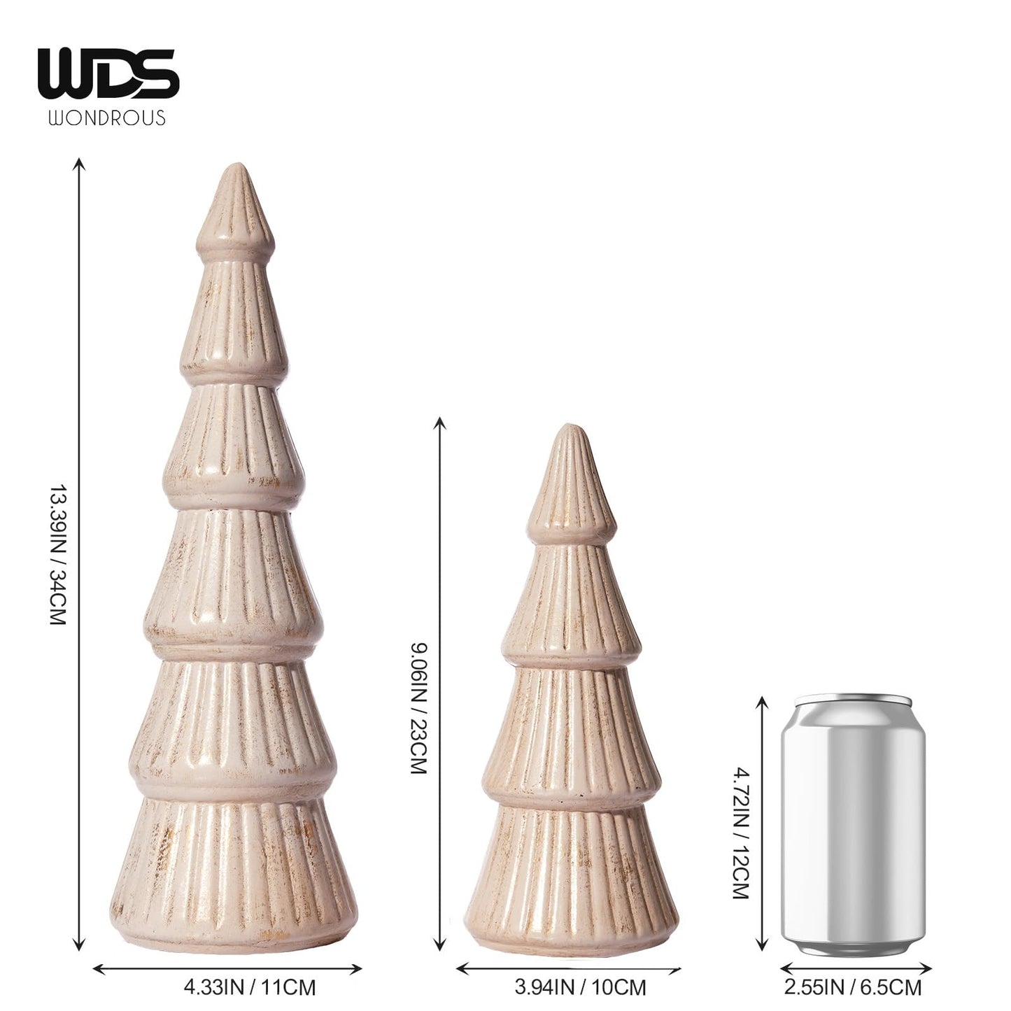 WONDROUS' DECO Wooden Christmas Tree Figurine, Tabletop Pink and Gold Tree Figurine, Set of 2 Desk Centerpieces for Christmas Decor