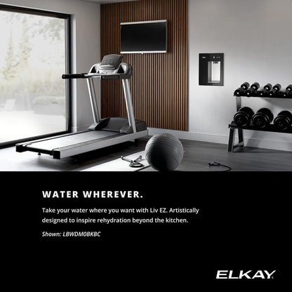 Elkay Liv EZ LBWDM0WHBC Built-in Filtered Wall-Mount Water Dispenser – Battery Powered, NSF Certified, Push Button, Reduces Lead & PFAS, Aspen White, Non-Refrigerated – Ideal for Home