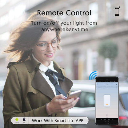 Milfra Smart Light Switch-Smart WiFi Switch 2.4Ghz Compatible with Alexa, Google Assistant,Remote Control/Voice Control and Schedule, Neutral Wire Required, Single-Pole, No Hub Required (4 Pack)