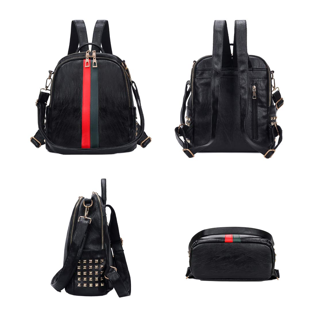 Lowille Backpack Purse For Women Mini PU Leather Rucksack Fashion Small Daypack Travel Shoulder Bag Tote Handbag (Big Black)