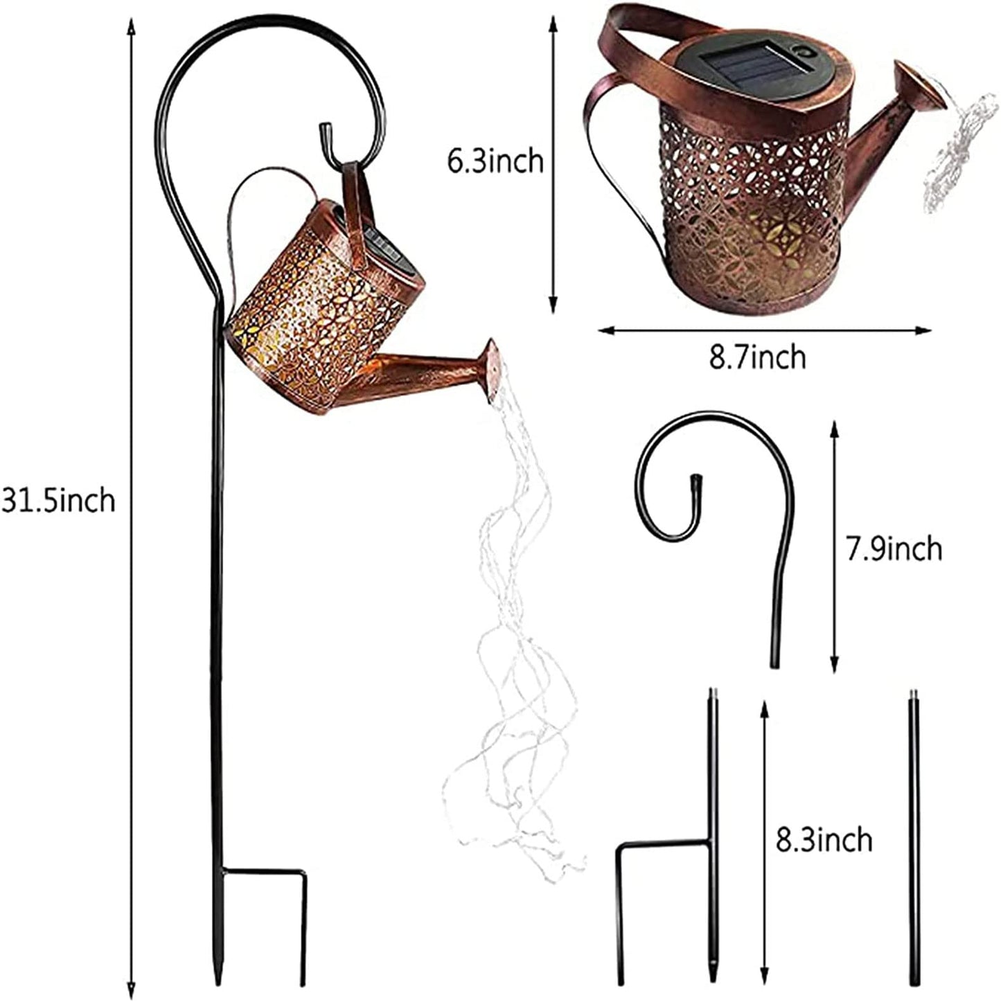 Solar Watering Can Lights, LED Lantern Outdoor Light, Hanging Waterproof Outdoor Shower Garden Lights,Solar Lanterns for The Garden Pathway Yard Lawn Patio Landscape Decor (with Bracket)
