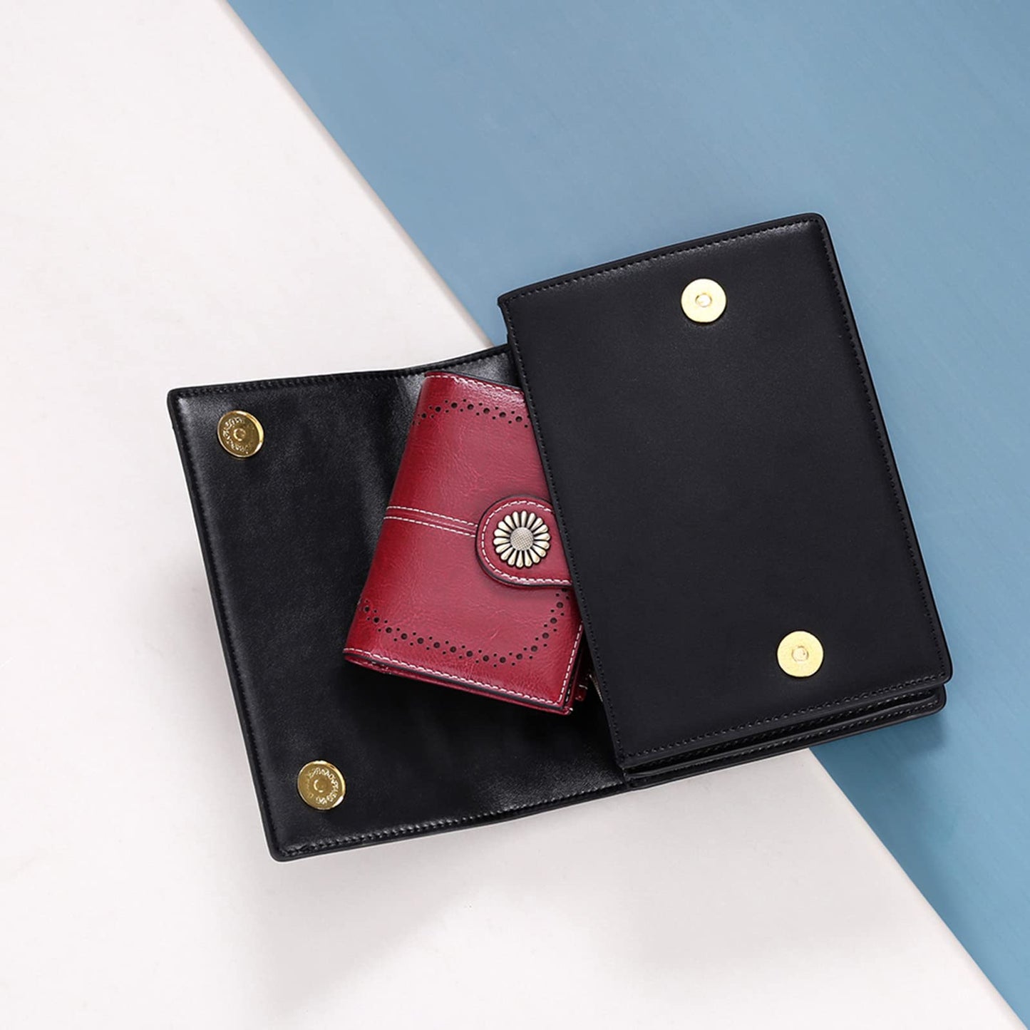 SENDEFN Small Womens Wallet Leather Bifold Card Holder RFID Blocking with Zipper Coin Pocket