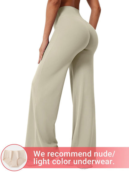 YEOREO Workout Leggings Womens No Front Seam Straight Leggings 31.5" High Waist Buttery Eddiy Gym Yoga Pants Light Sand XXL