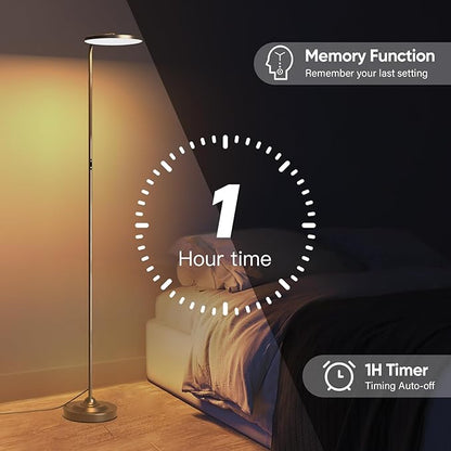 RGB Floor Lamp, 36W Bright LED Standing Lamp, Stepless Dimming Color Changing Torchiere Floor Lamps with Remote, 350°Rotating Modern Tall Floor Lamp for Living Room, Gaming Room