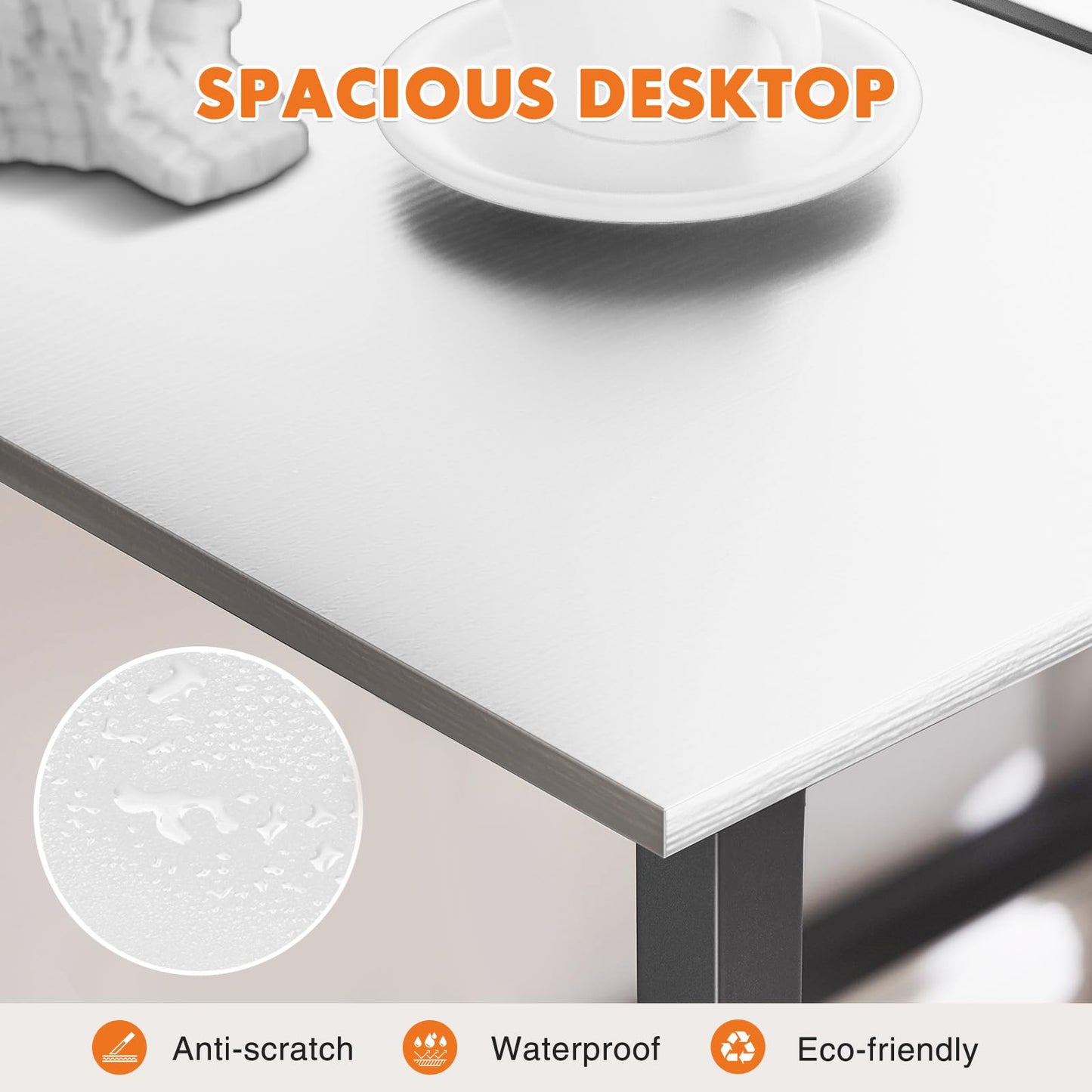 Sweetcrispy Computer Desk, Small Office 32 Inch Writing Work Study Student Teacher Home Bedroom Table with Metal Frame Wood Tabletop - White