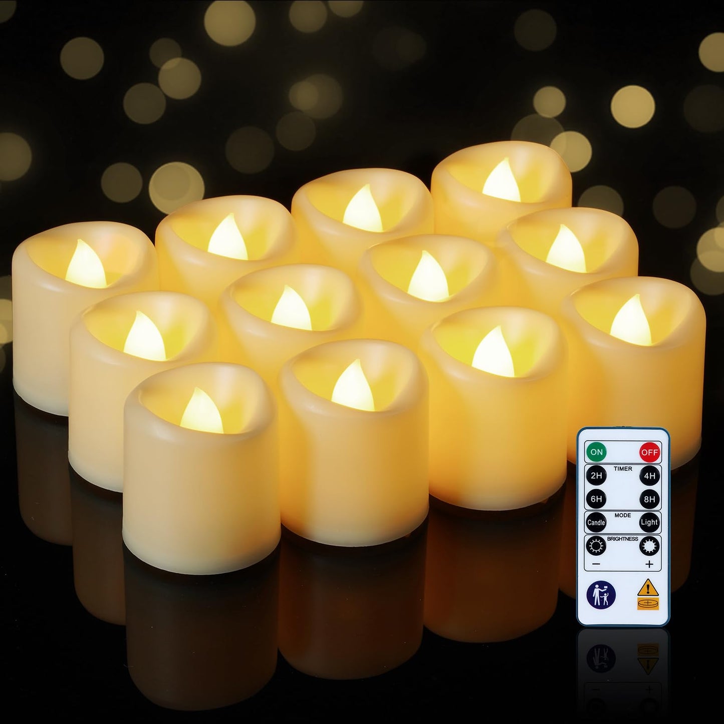 5plots 12-Pack 400+Hours Remote Control Candles, Votive Candles with 2/4/6/8H Timer, Battery Operated Tealights for Party, Table Centerpiece, Home Decor, Halloween, Thanksgiving, Christmas