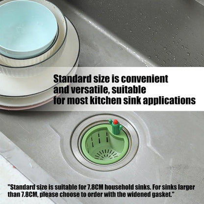 Cactus Kitchen Sink Drain Strainer Press to Dump Basket Waste Collector Fun Sink Accessory for Home Bathroom (YellowGreen-2)