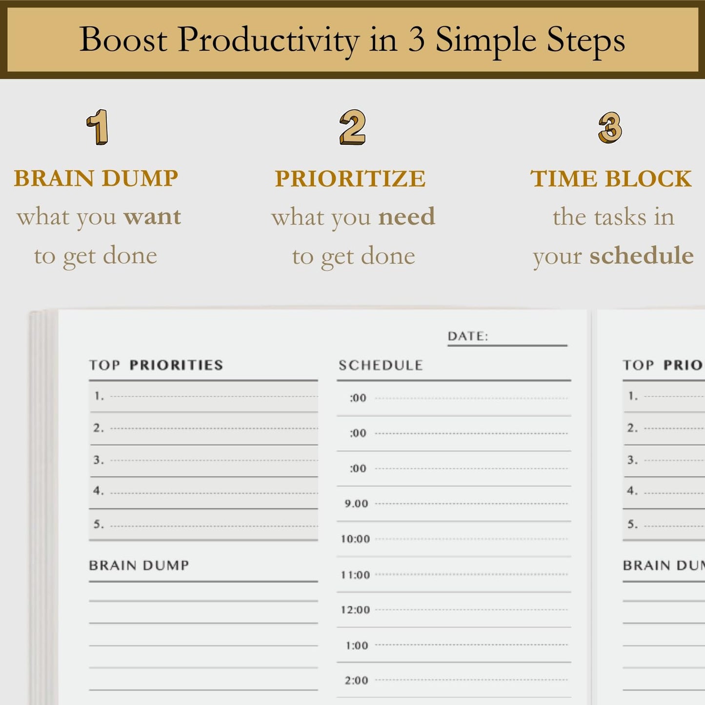 Time Blocking and ADHD Planner by Refine Days. 180 Undated Pages, To Do List, Hourly Schedule, Daily and Monthly Agenda. Time Management & Productivity Notebook. A5 (Green)