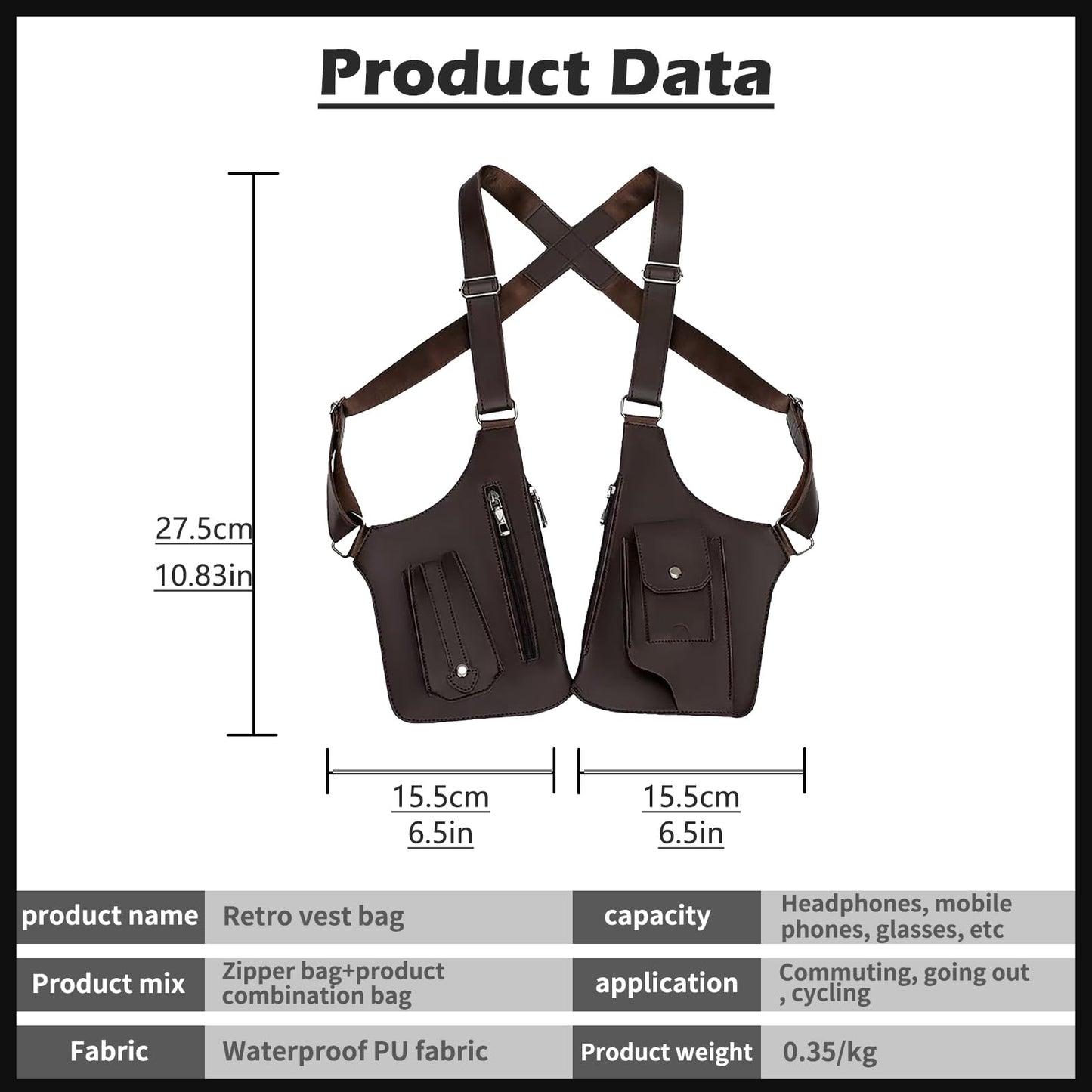 MaiQidd Anti-Theft Bag With Double Shoulder Armpit Bag, Underarm Strap Wallet Pocket Holster Phone Leisure Double Shoulder Pouch For Men (Brown)