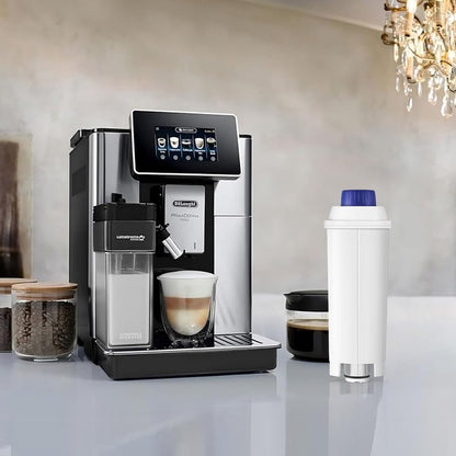 Klamol 4-Pack Coffee Machine Water Filter Replacement Compatible with DeLonghi DLSC002, for Magnifica Evo, Dinamica Plus, Eletta Explore, ECAM, ETAM, ESAM Series Espresso Machines