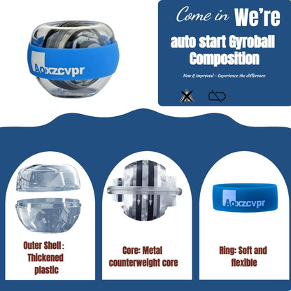 Aoxzcvpr Gyro Wrist Ball auto Start Gyroscope Torque Ball with LED Lights for Hand Trainer for Sports Enthusiasts.(Blue)