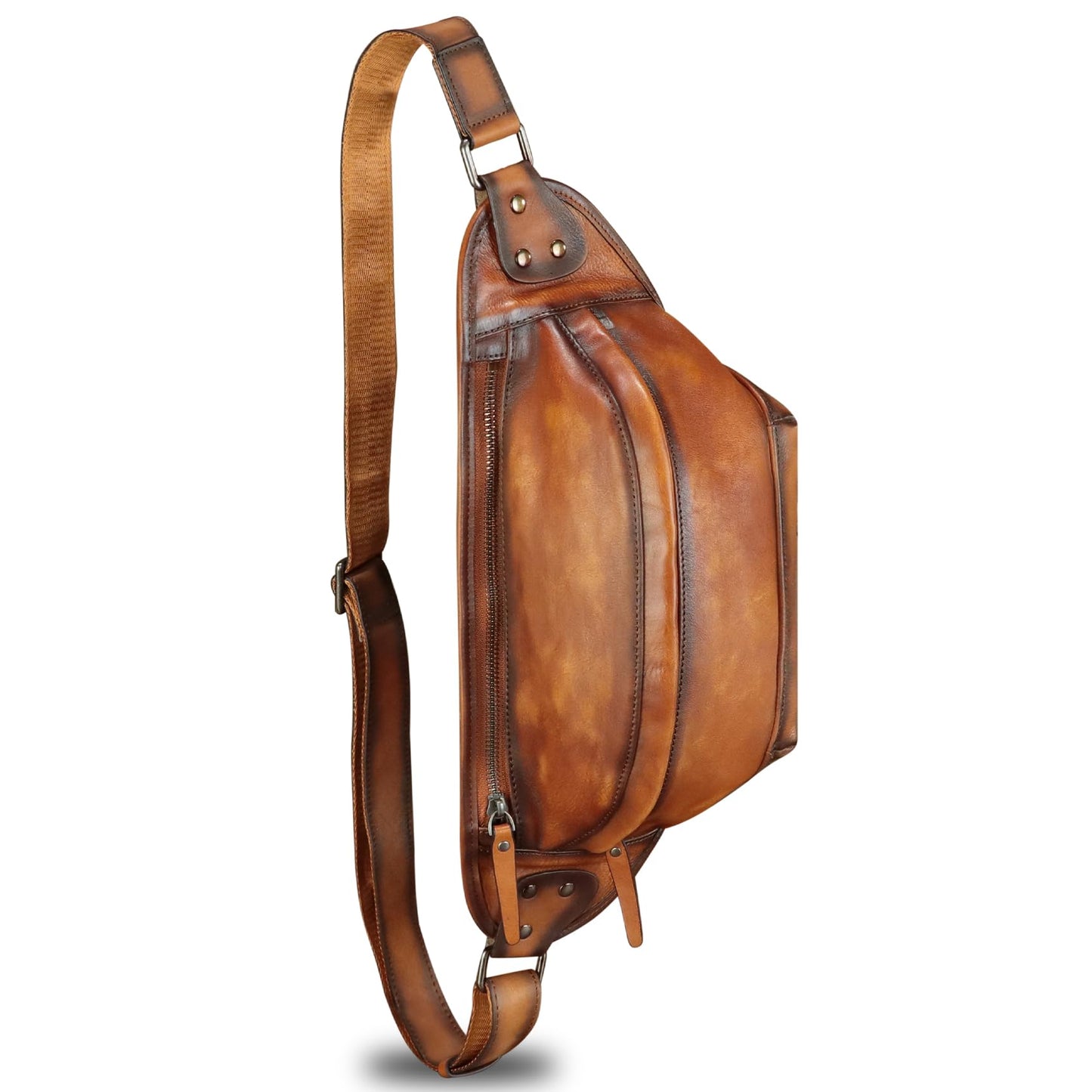 Genuine Leather Fanny Packs for Men and Women Hip Waist Bag Real Leather Fanny Sling Bag Crossbody Chest Purse (Brown)