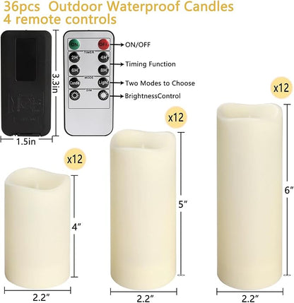 36-Pack LED Flameless Candles with Remote Control - Perfect for Home, Parties, and Special Occasions - Create a Magical Ambiance Effortlessly(Three Sizes)