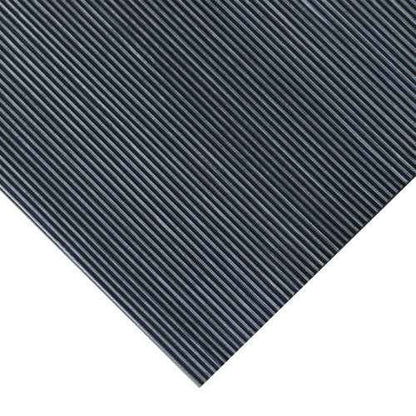 Rubber-Cal 03_167_W_FR_04 Fine Rib Corrugated Rubber Floor Mats, 3ft x 4ft Runners, Black