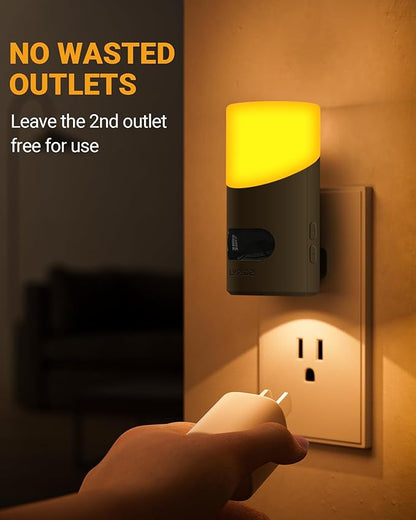 Lyridz Amber Night Light with Motion Sensor, 1-150LM Dimmable Plug-in Nightlight Indoor for Bedroom, Bathroom, Hallway, Stairs, Pet House, Toilet, 2 Pack