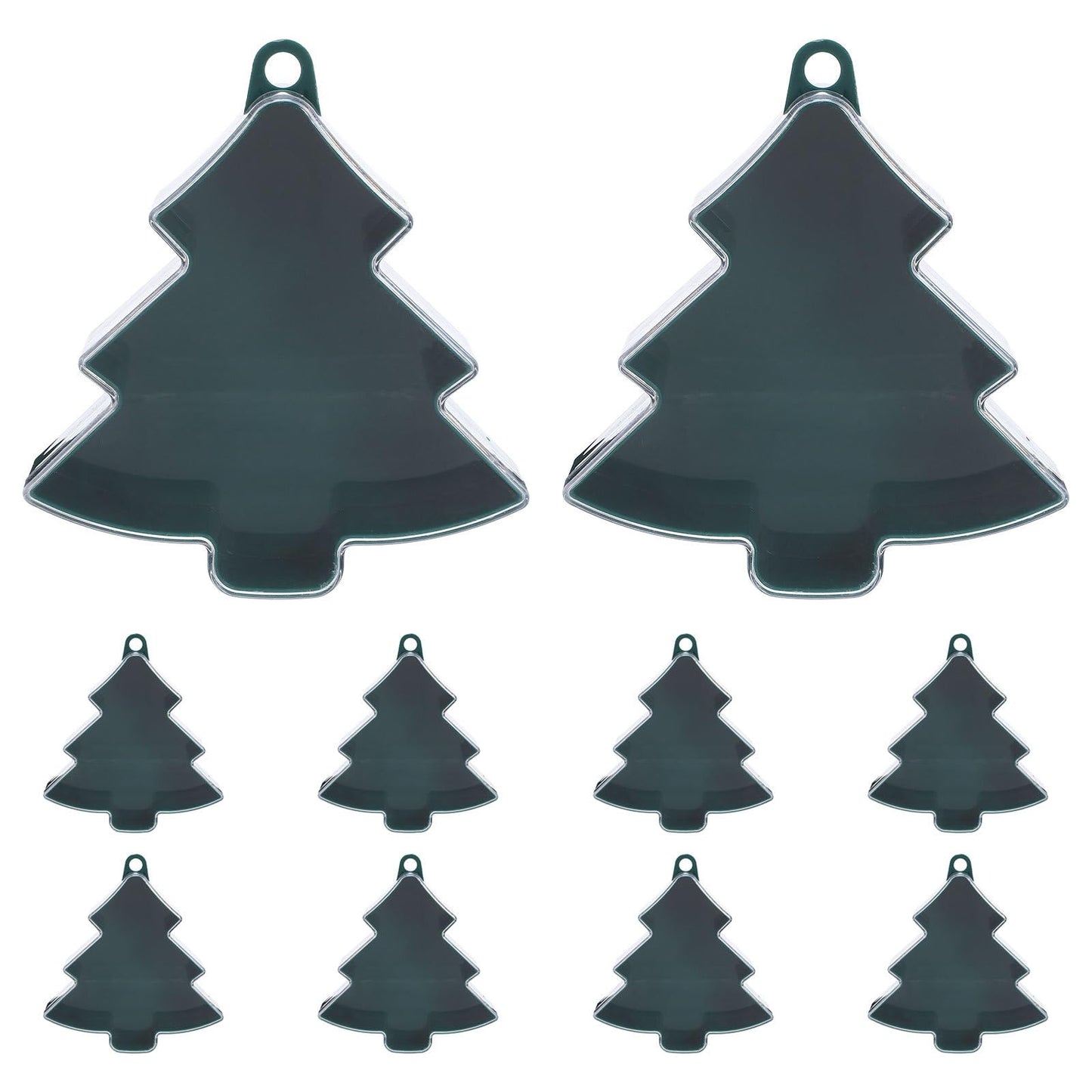 SAFIGLE Christmas Candy Boxes 10 Pack Tree Shaped Containers with Lids Plastic Fillable Candy Party Favor Boxes for Cookies Chocolates Snacks Hanging Holiday Decorations