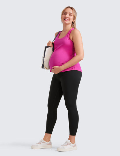 CRZ YOGA Womens Butterluxe Maternity Leggings Over The Belly 25" - Buttery Soft Workout Activewear Yoga Pregnancy Pants Black Small