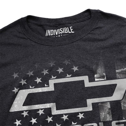 Indivisible Official Chevrolet Camo Flag Men's Classic Ring-Spun T-Shirt, Black Ink Heather, Large