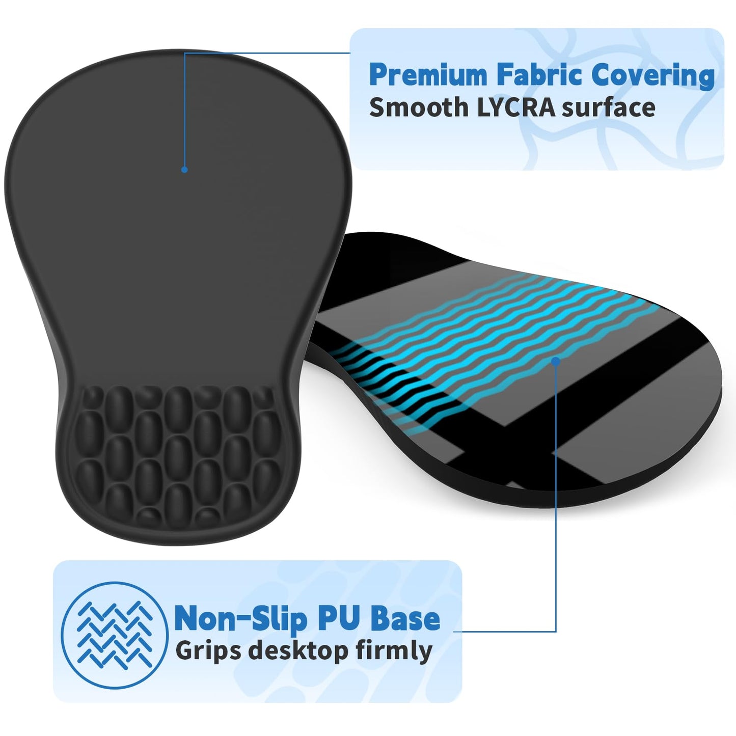 YIWEI Ergonomic Mouse Pad with Wrist Support - Gel Memory Foam Mouse Mat for Computer Keyboard & Laptop - Non-Slip Base, Pain Relief for Home Office & Gaming - Black