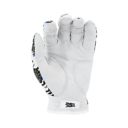 MULLIGAN HOOLIGAN® Men's Golf Glove | Premium Cabretta Leather & Mesh, Breathable Moisture-Wicking Comfort, Unique Standout Design for Men & Women (USA Blue Line, Large, Worn On Right Hand)