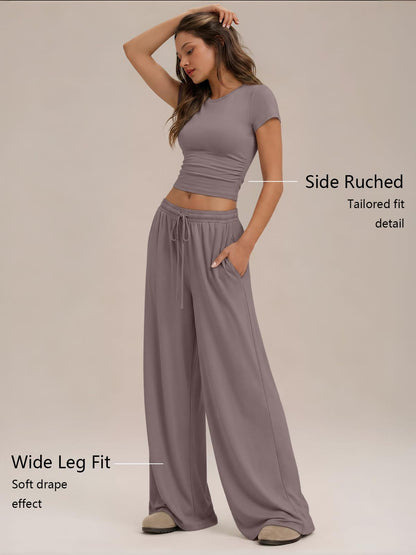 Trendy Queen Womens Plus Size 2 Two Piece Set 2026 Summer Workout Beach Vacation Cruise Gym Clothes Spring Fashion Lounge Matching Comfy Airport Travel Outfit Fitness Athleisure‌ Clothing
