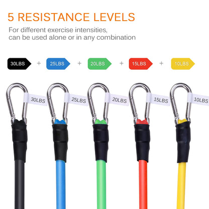 Uten Resistance Bands Set 12pcs, 100lbs Elastic Exercise Bands with Door Anchor, Handles, Ankle Straps and Carry Bag, Indoor Outdoor Fitness, Shape Body, Full Body Workout