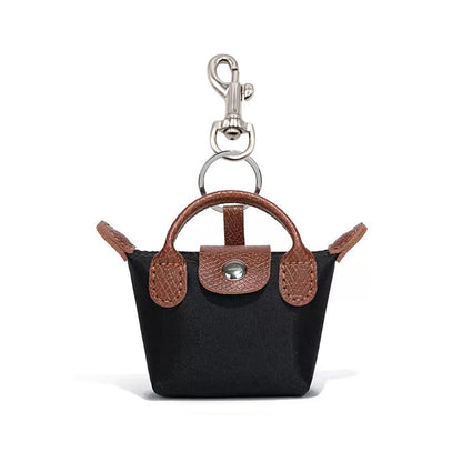 JNZGYBW Mini Purse With Keychain， Handbag Cosmetic Bag，Small Pouch Purse Charm Nylon Mini Bag Snap Closure Pouch Portable Travel Storage Bag For Women (black)