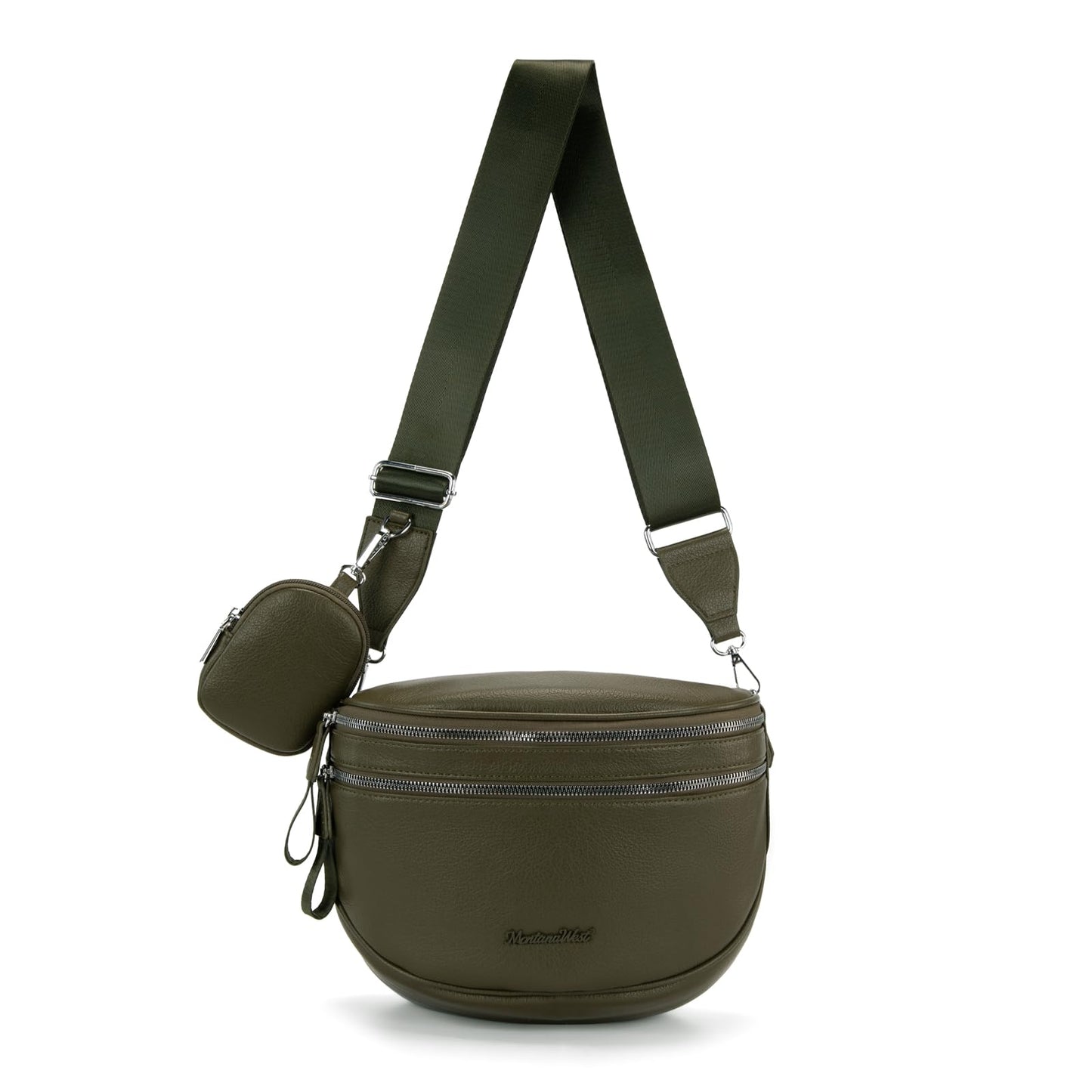 Montana West Crossbody Bags for Women Large Bum Bag Sling Belt Green Purse Fanny Packs with Adjustable Wide Strap, MWC-HB-638-GN