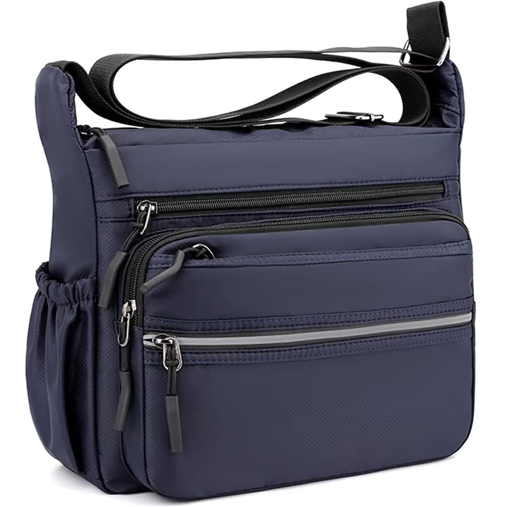 Mudono Messenger Bag for Men Nylon Waterproof Shoulder Bag Large Multi-pocket Crossbody Bag Daily Travel Work Bag Lightweight Satchel
