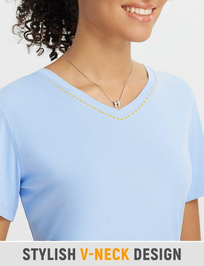 baleaf Women’s Sun Shirt Short Sleeve Lightweight Quick Dry UPF 50+ V Neck Loose Fit Workout Top Running Hiking Travel Light Blue L