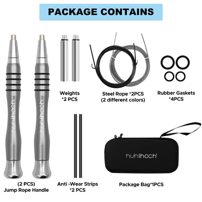 High Speed Jump Rope - Self-Locking No-Screw Design, Weighted Jump Rope, 360° Fast Rotation, Silicone Textured Design, Non-Slip, Includes 2 Speed Ropes Cables for Optimal Fitness Training & More - CrossFit Jump Rope.