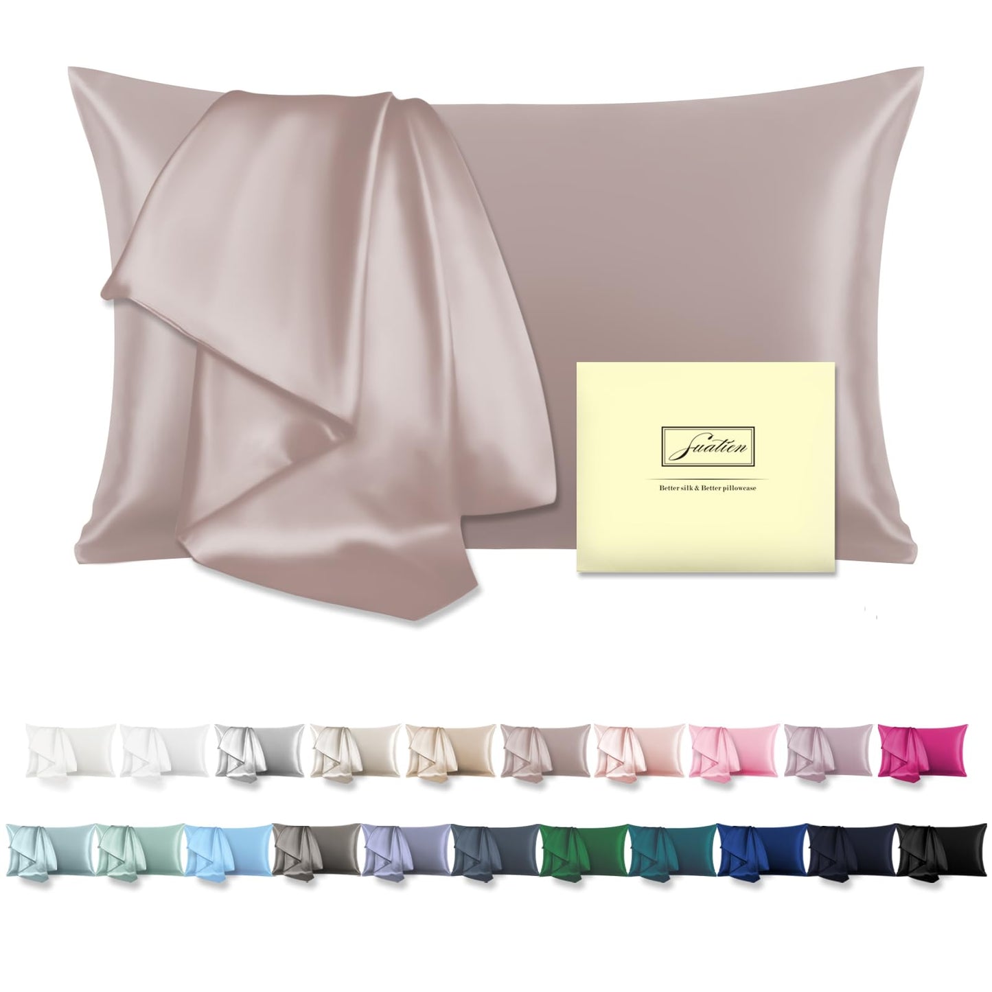 Mulberry Silk Pillowcase for Hair and Skin Standard Size 20"X 26" Pillow Case with Hidden Zipper Soft Breathable Smooth Cooling Silk Pillow Covers for Sleeping (Lotus Root Pink,Standard,1Pcs)