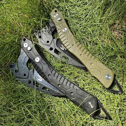 Folding Sickle Knife With Sheath, Quick Release Tactical Survival Tool with Safety Lock,Glass Breaker, Portable Outdoor Garden Pruning Tool