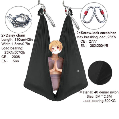 FOSER Aerial Yoga Hammock Aerial Yoga Swing with Daisy Chains Carabiners for Inverted Gravity Yoga Flip with Instruction Manual 5M×2.8M (Gradient Purple)