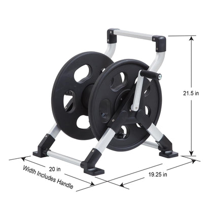 Liberty Garden 306 Explorer Floor or Wall Mount Hose Reel, Aluminum, Holds 150-feet of 5/8-Inch hose, Silver/Black