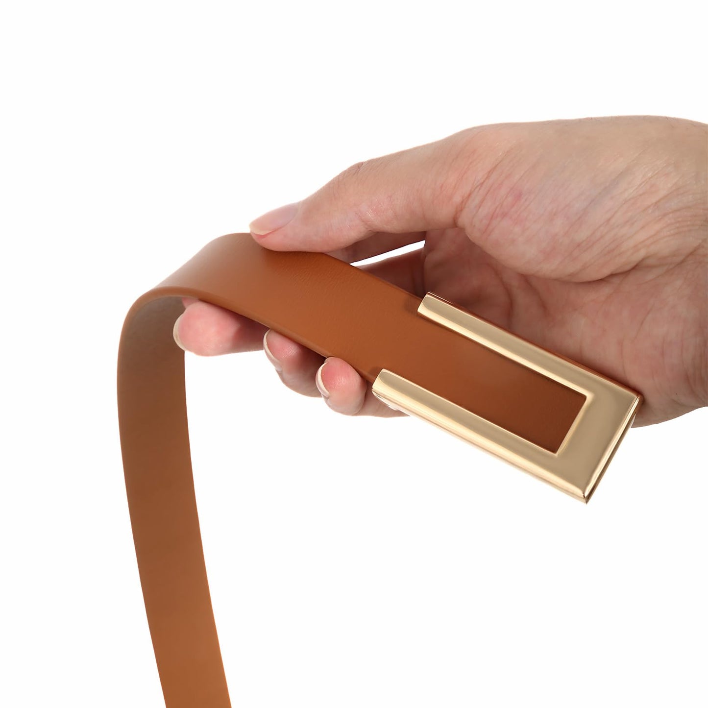 YooAi Womens Leather Belt Skinny Waist Belt for Dresses Jeans Pants with Gold Buckle Black+Brown 105