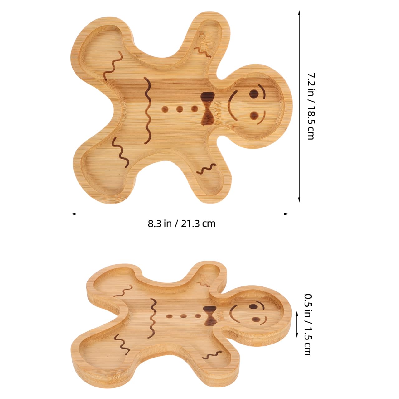 DECHOUS Gingerbread Serving Tray 8.3 Inch Charcuterie Board Christmas Bamboo Serving Platter Holiday Treat Tray for Snacks, Appetizers, Desserts, Holiday Home Party