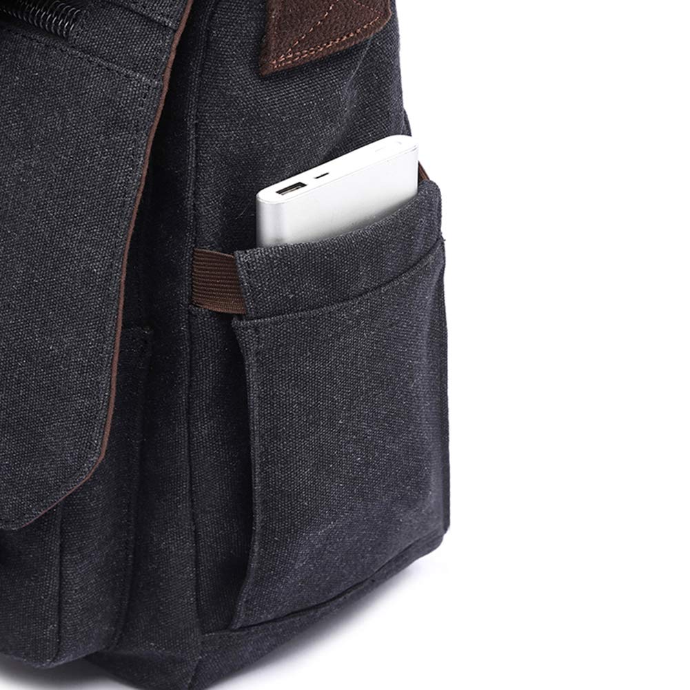 Waterproof Vintage Canvas Sholdr Messenger bag Briefcase Large Satchel Shoulder Bag Rugged Leather Computer Laptop Bag for 15.6Inch Laptop Business Briefcase