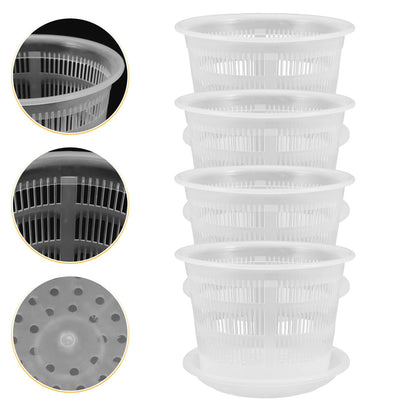 GANAZONO 4Pcs Plastic Orchid Pots with Drainage Holes 6.5 Inch Clear Succulent Nursery Planting Pots for Indoor Garden Balcony Decor